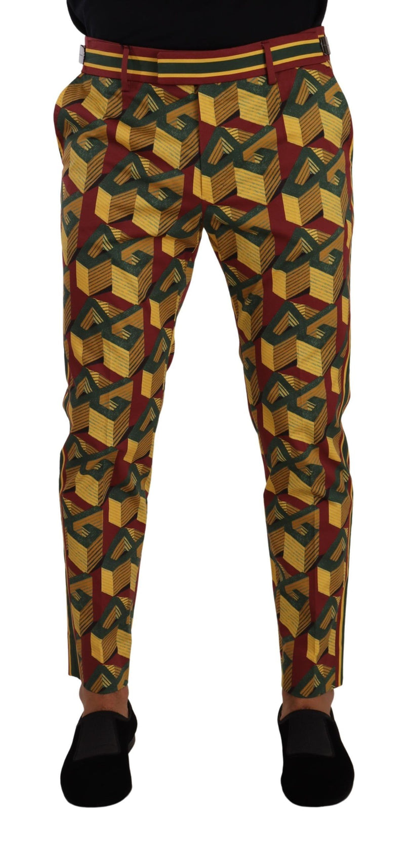 Multicolor Logo Mania Cotton Tapered Trouser Pants-Dolce & Gabbana-LabelTerrace.com