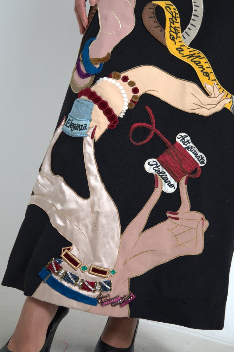 Multicolor Long Sleeves A-line Maxi Dress-Dolce & Gabbana-LabelTerrace.com