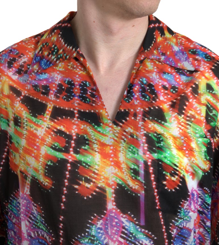 Multicolor Luminarie Print Men Cotton Shirt-Dolce & Gabbana-LabelTerrace.com