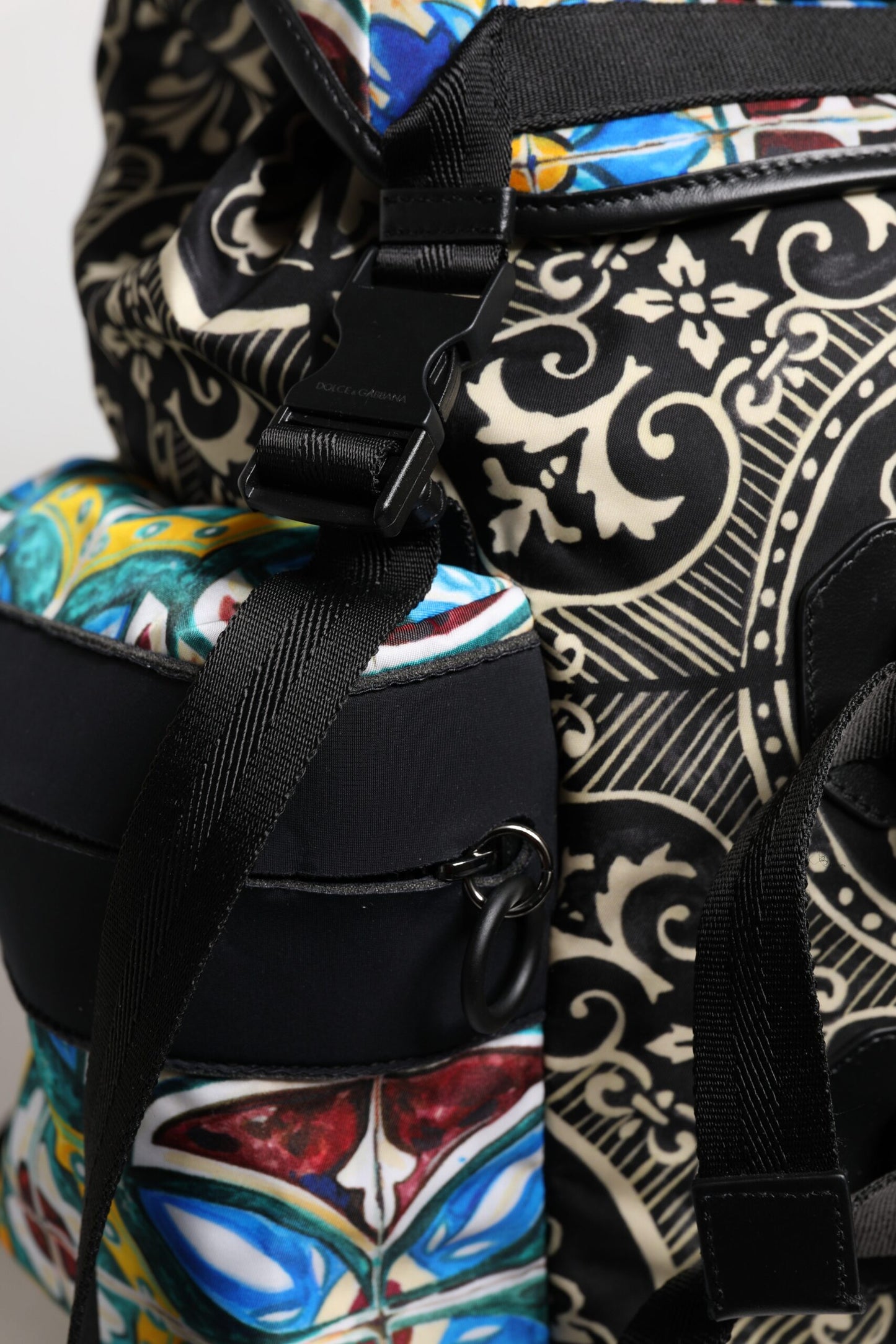Multicolor Maiolica Print Nylon Backpack Bag-Dolce & Gabbana-LabelTerrace.com