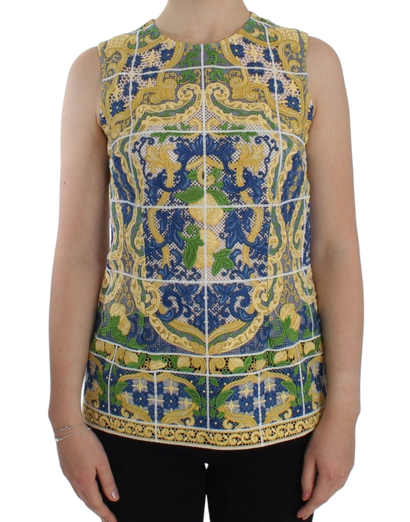 Multicolor Majolica Embroidered Sweater-Dolce & Gabbana-LabelTerrace.com