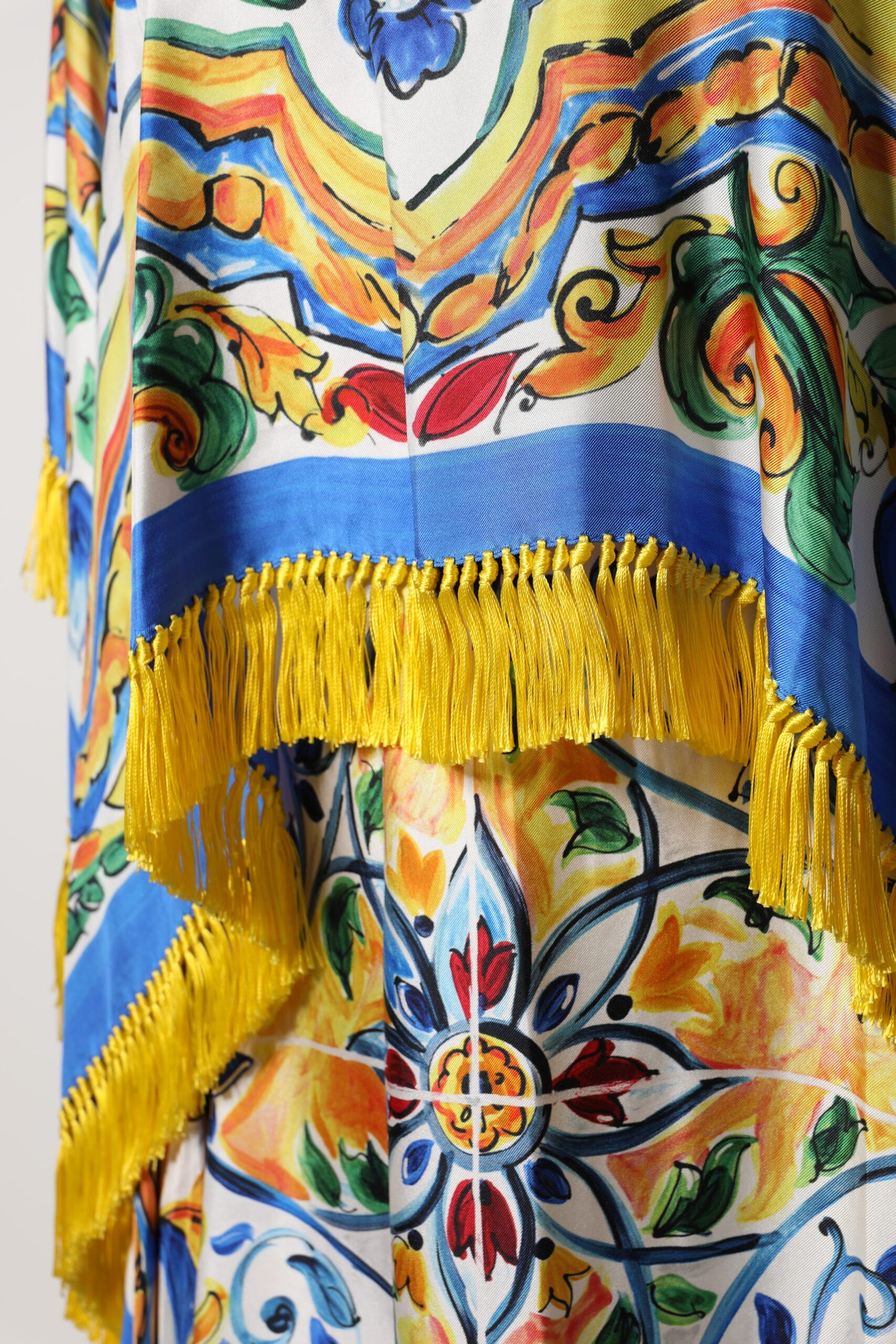 Multicolor Majolica Kaftan Short Sleeves Maxi Dress-Dolce & Gabbana-LabelTerrace.com