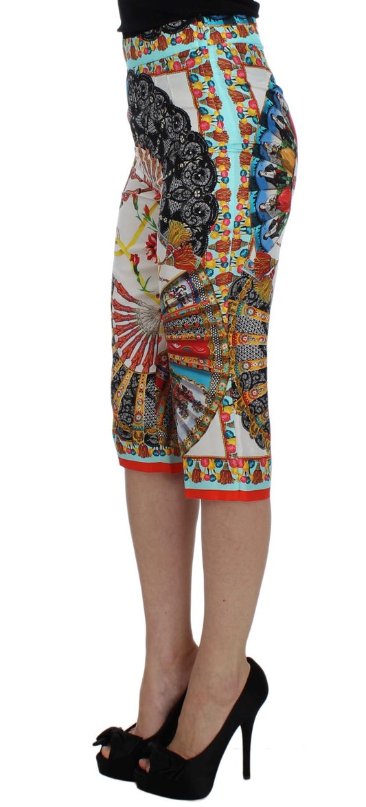 Multicolor Majolica Sicily Silk Pants-Dolce & Gabbana-LabelTerrace.com