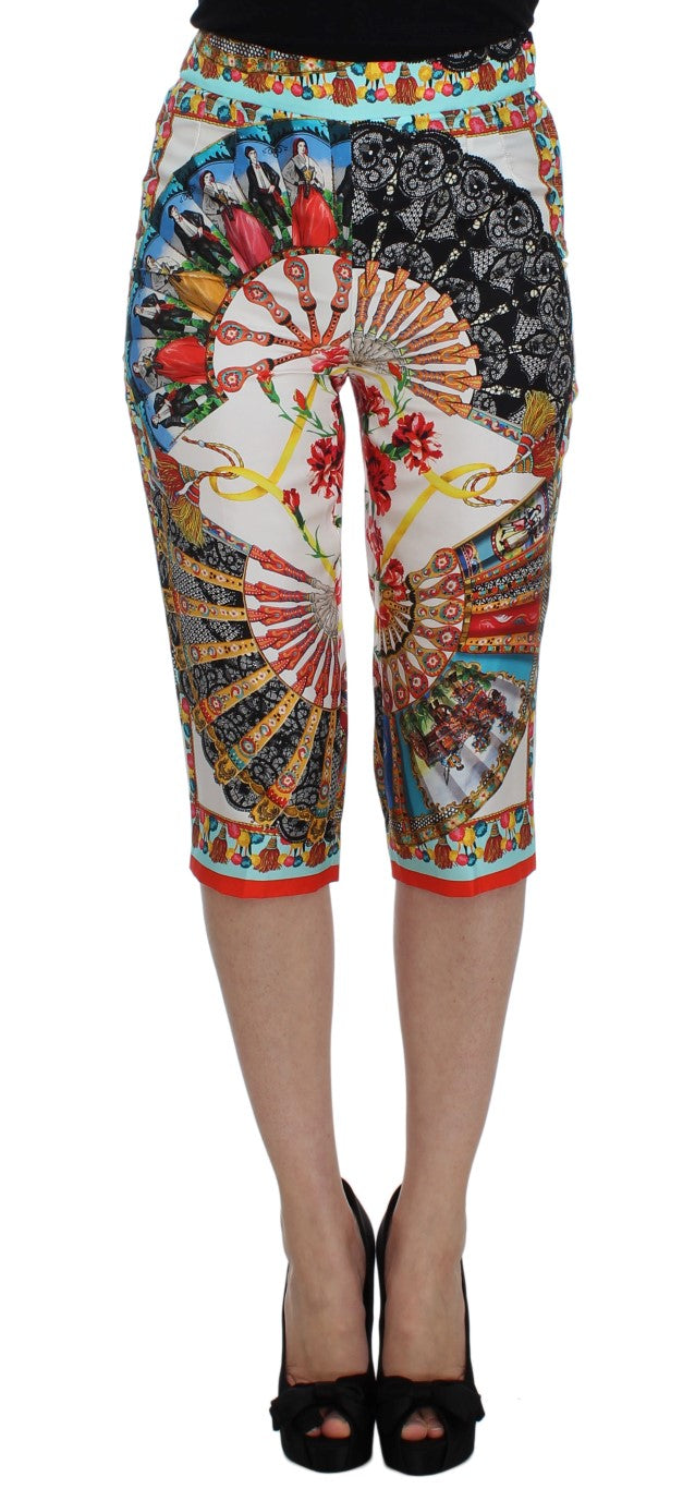 Multicolor Majolica Sicily Silk Pants-Dolce & Gabbana-LabelTerrace.com