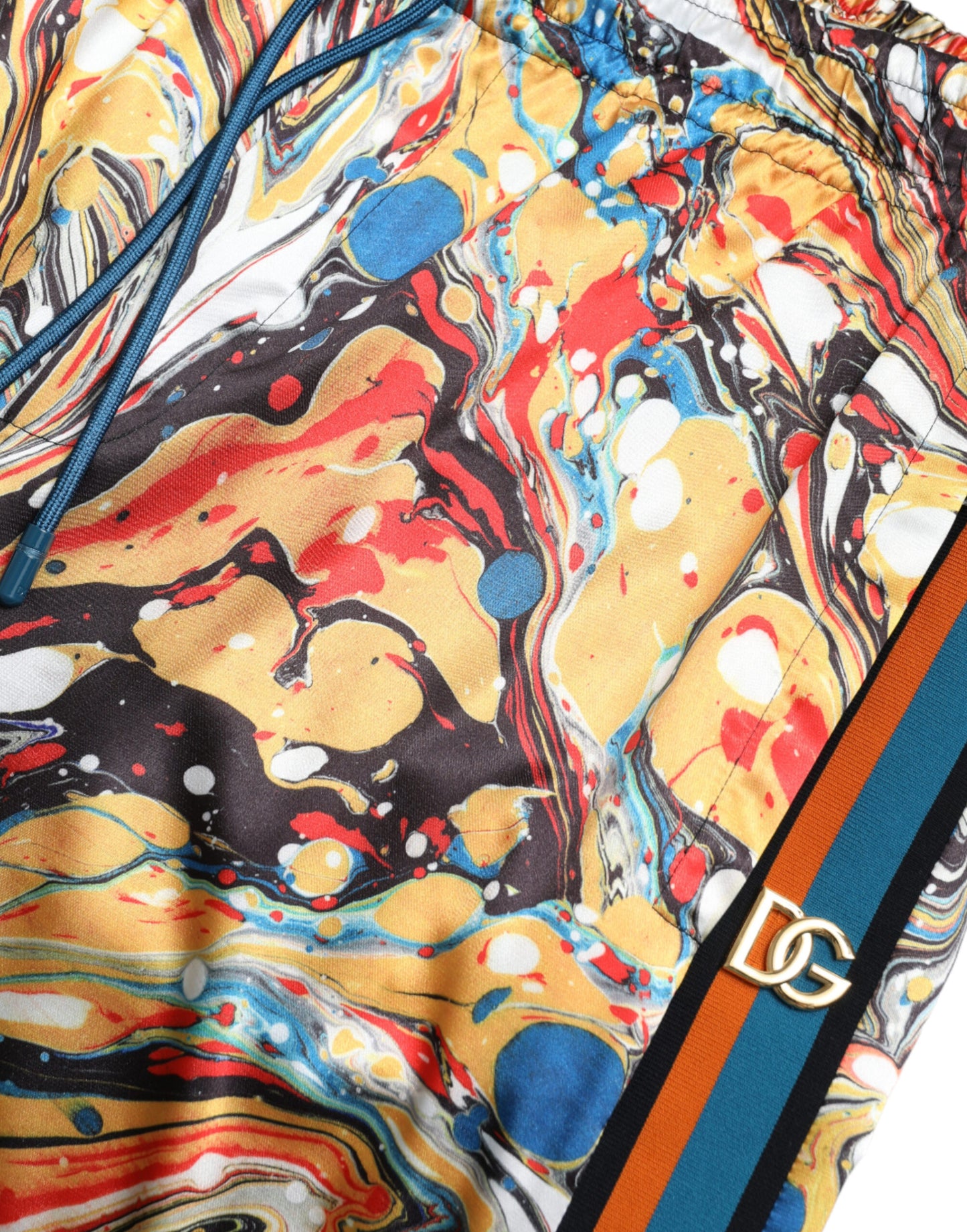 Multicolor Marble Print Satin Pants-Dolce & Gabbana-LabelTerrace.com