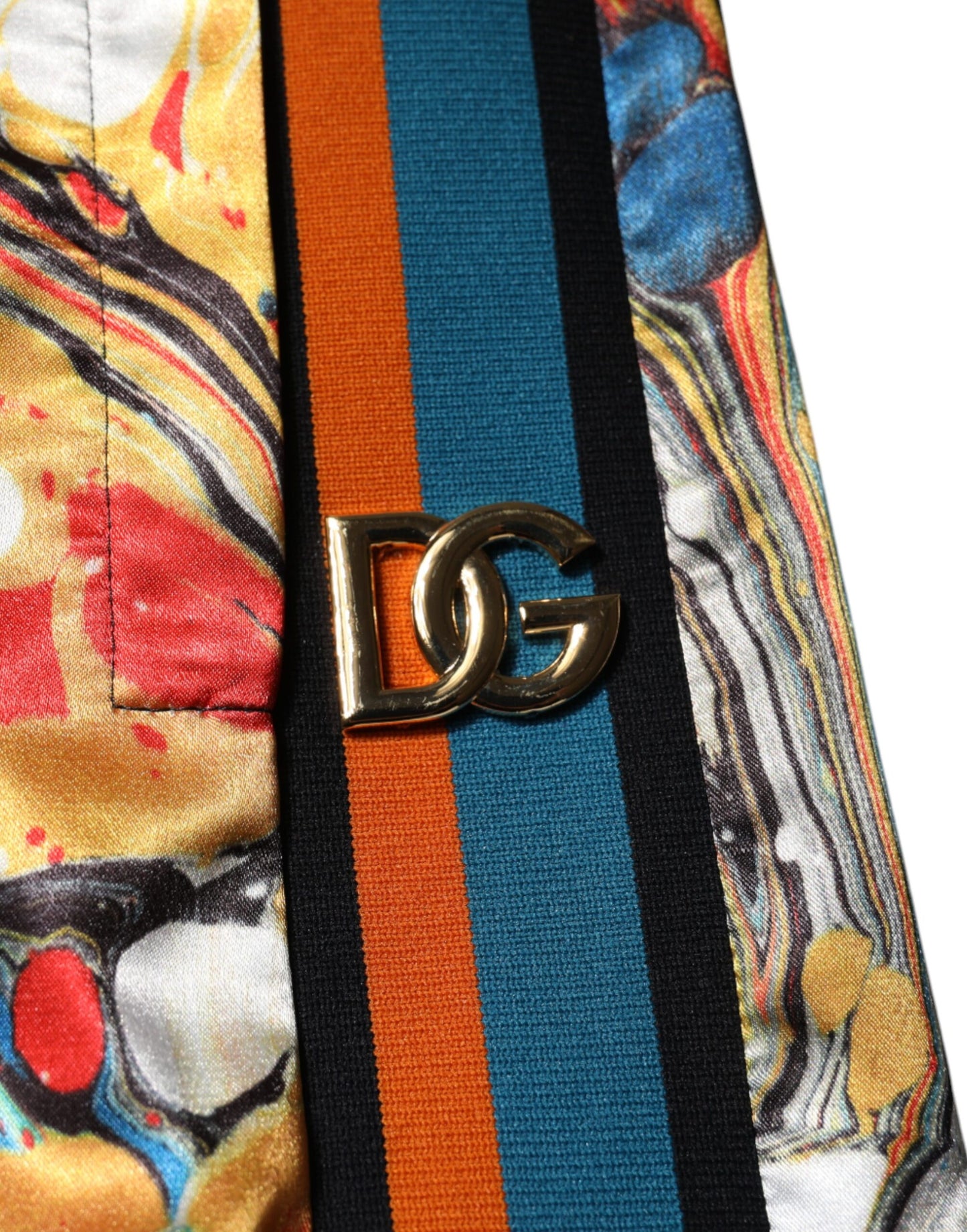 Multicolor Marble Satin Men Tracksuit Pants-Dolce & Gabbana-LabelTerrace.com
