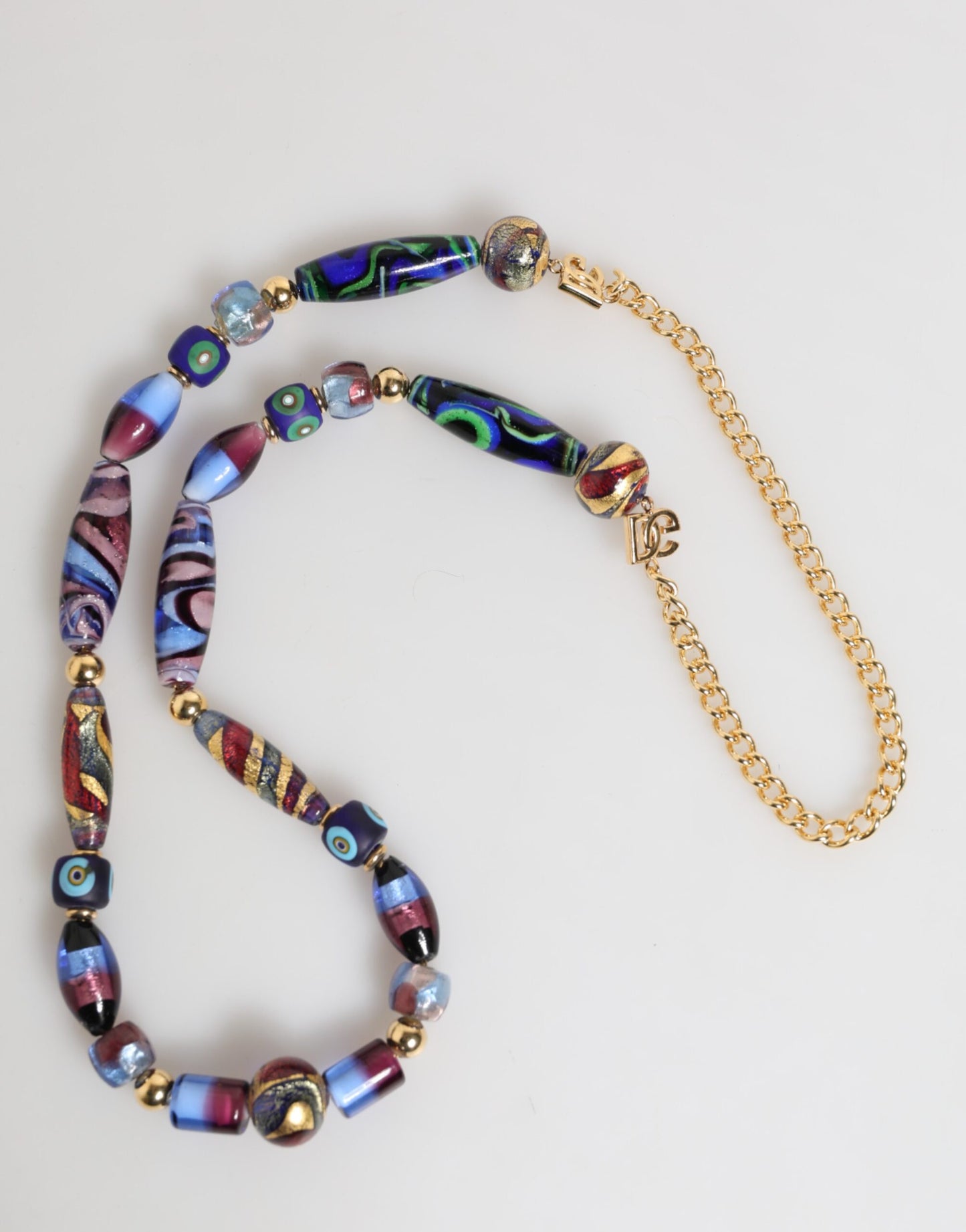 Multicolor Murano Glass Beads Gold Brass Chain Jewelry Necklace-Dolce & Gabbana-LabelTerrace.com