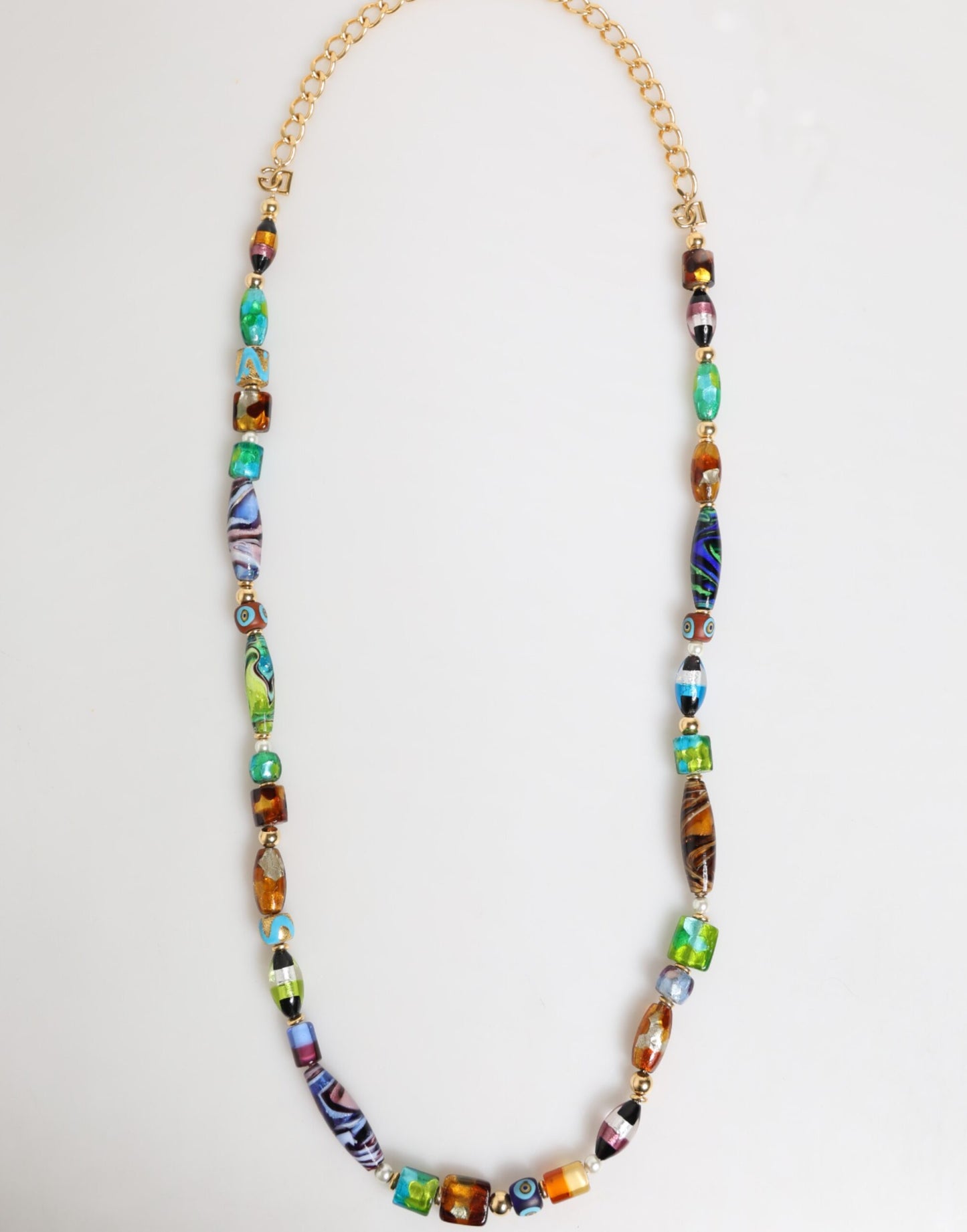 Multicolor Murano Glass Beads Gold Chain Jewelry Necklace-Dolce & Gabbana-LabelTerrace.com
