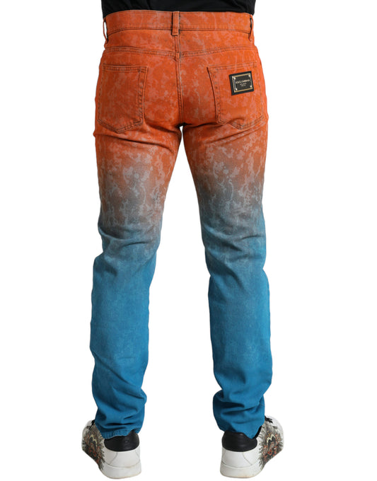 Multicolor Ombre Cotton Slim Fit Denim Jeans-Dolce & Gabbana-LabelTerrace.com