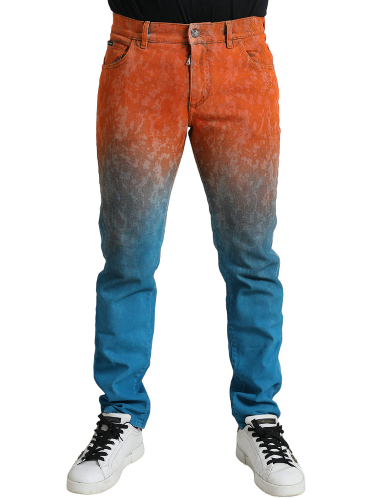Multicolor Ombre Cotton Slim Fit Denim Jeans-Dolce & Gabbana-LabelTerrace.com