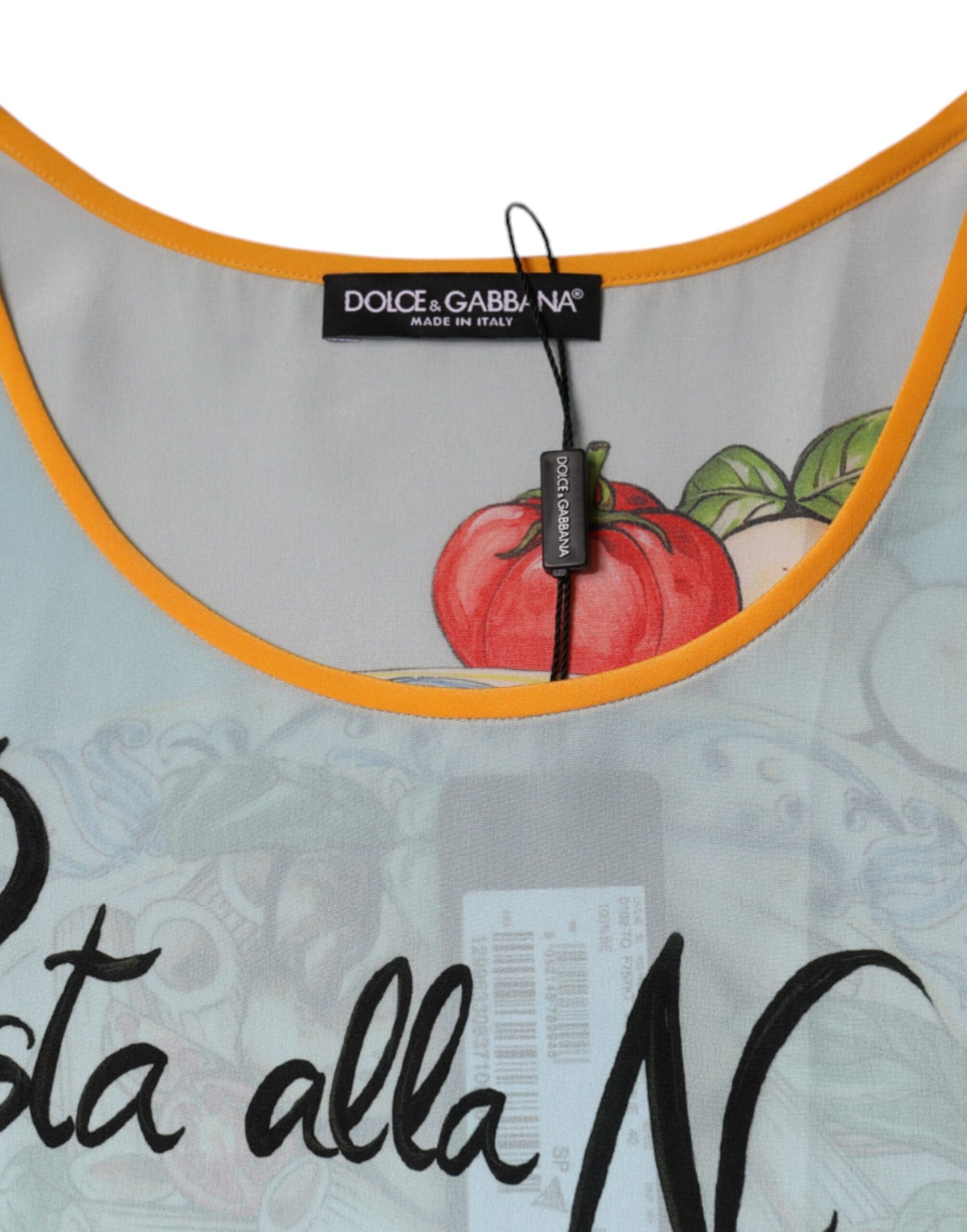 Multicolor Pasta Alla Norma Print Tank Top-Dolce & Gabbana-LabelTerrace.com
