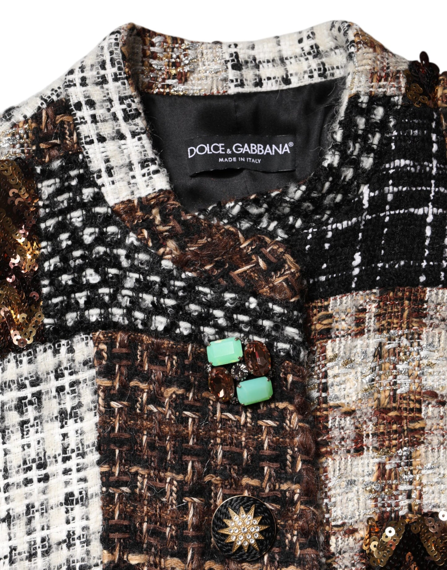Multicolor Patchwork Button Down Jacket-Dolce & Gabbana-LabelTerrace.com