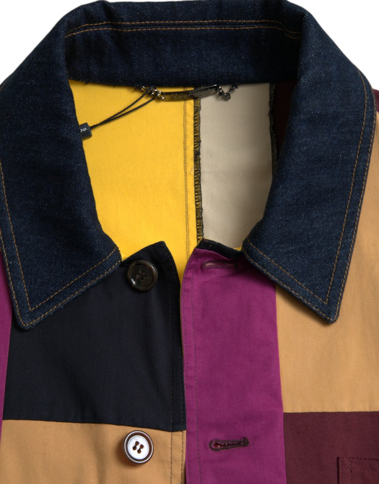 Multicolor Patchwork Cotton Collared Jacket-Dolce & Gabbana-LabelTerrace.com