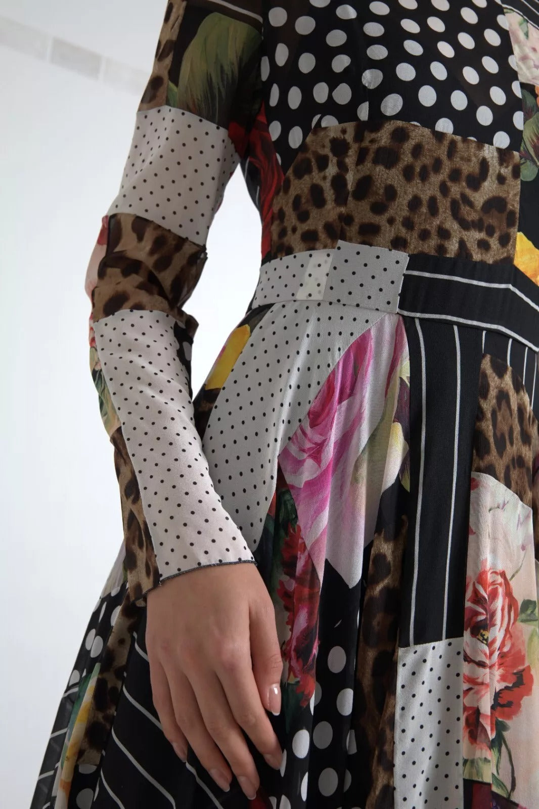 Multicolor Patchwork Floral Leopard Dress-Dolce & Gabbana-LabelTerrace.com
