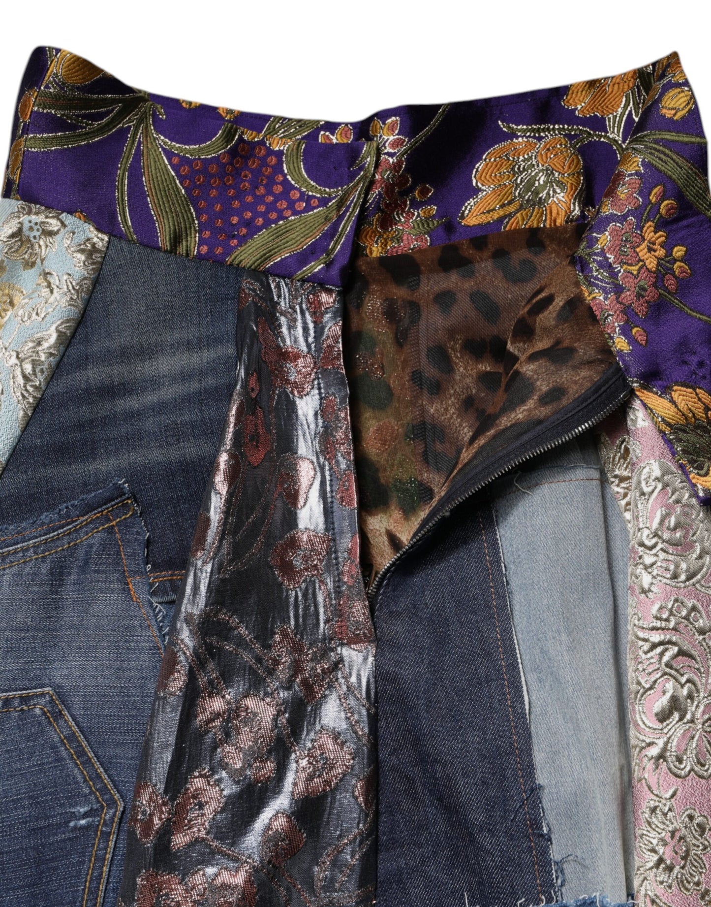 Multicolor Patchwork High Waisted Midi Skirt-Dolce & Gabbana-LabelTerrace.com