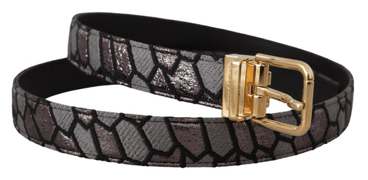 Multicolor Patchwork Leather Gold Jaquard Belt-Dolce & Gabbana-LabelTerrace.com