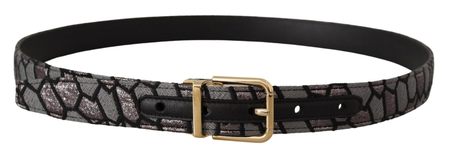 Multicolor Patchwork Leather Gold Jaquard Belt-Dolce & Gabbana-LabelTerrace.com