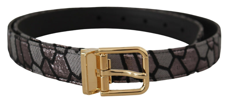 Multicolor Patchwork Leather Gold Jaquard Belt-Dolce & Gabbana-LabelTerrace.com