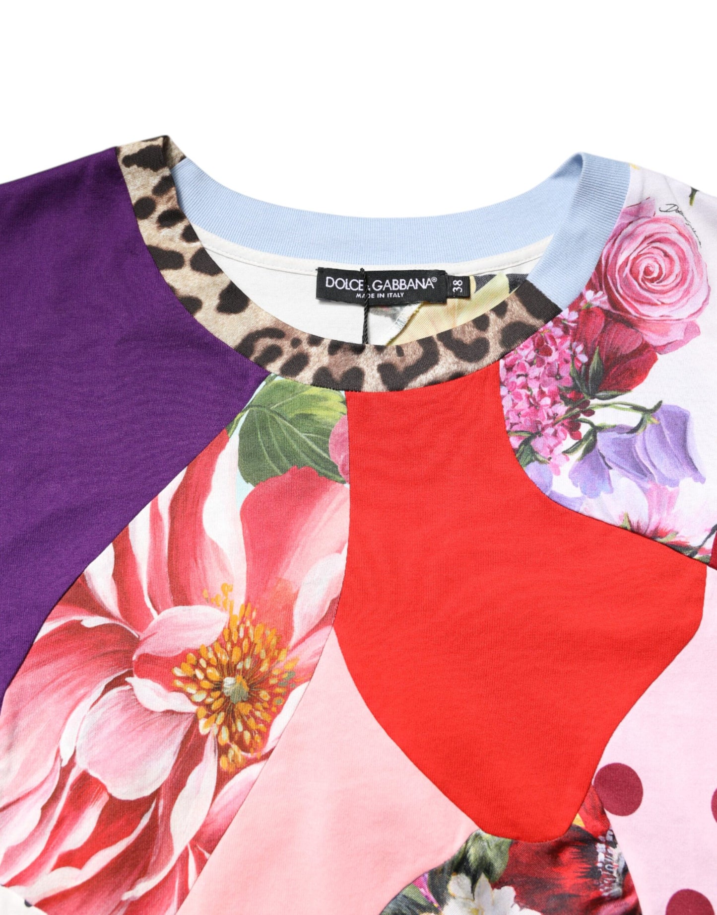 Multicolor Patchwork Short Sleeve Blouse Top-Dolce & Gabbana-LabelTerrace.com