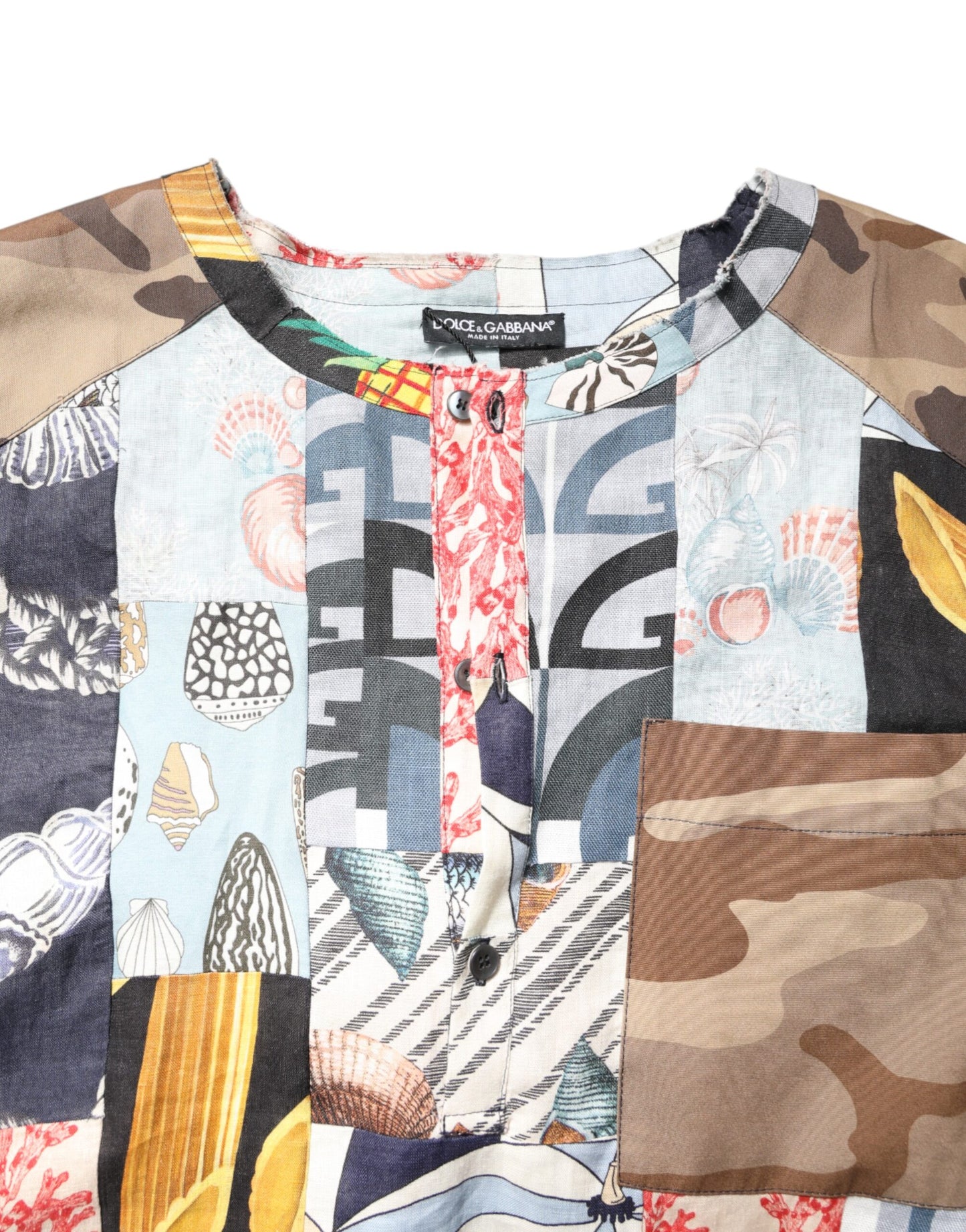 Multicolor Patchwork Short Sleeves Shirt-Dolce & Gabbana-LabelTerrace.com