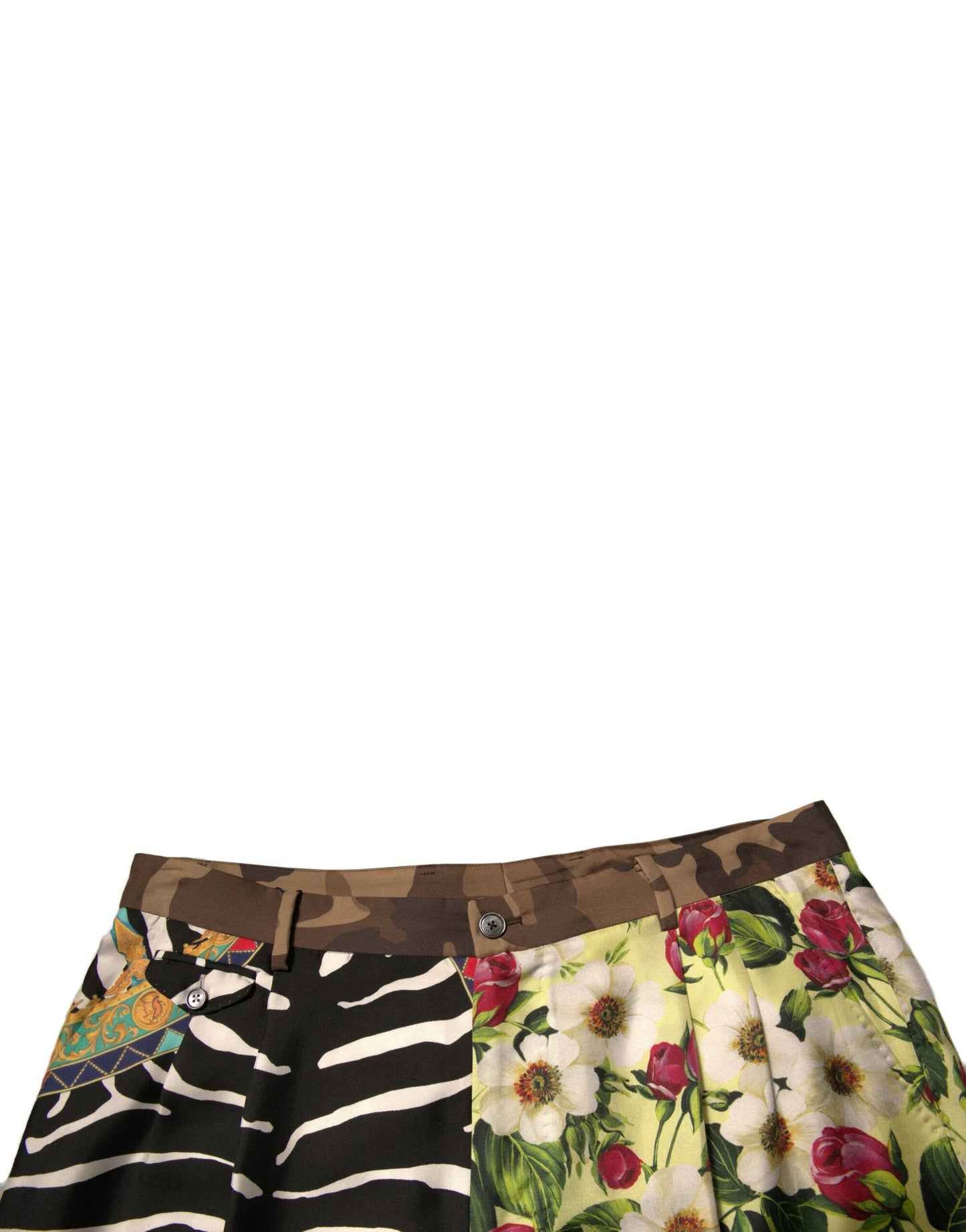 Multicolor Patchwork Silk Men Chino Shorts-Dolce & Gabbana-LabelTerrace.com