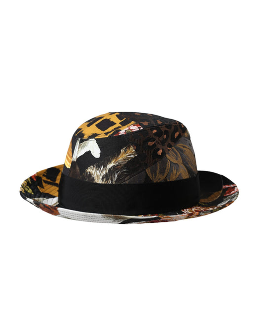Multicolor Patchwork Women Fedora Wide Brim Hat-Dolce & Gabbana-LabelTerrace.com