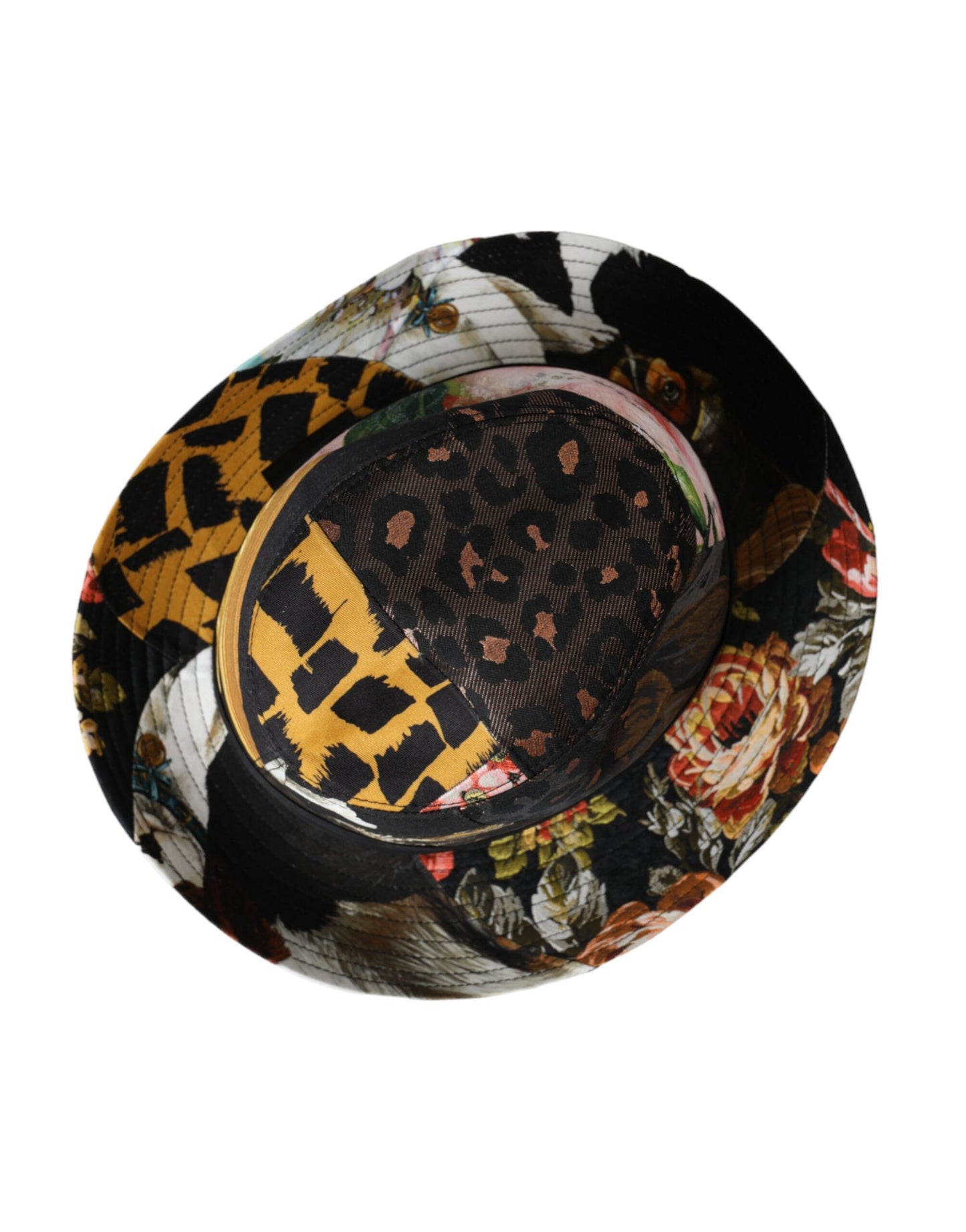 Multicolor Patchwork Women Fedora Wide Brim Hat-Dolce & Gabbana-LabelTerrace.com