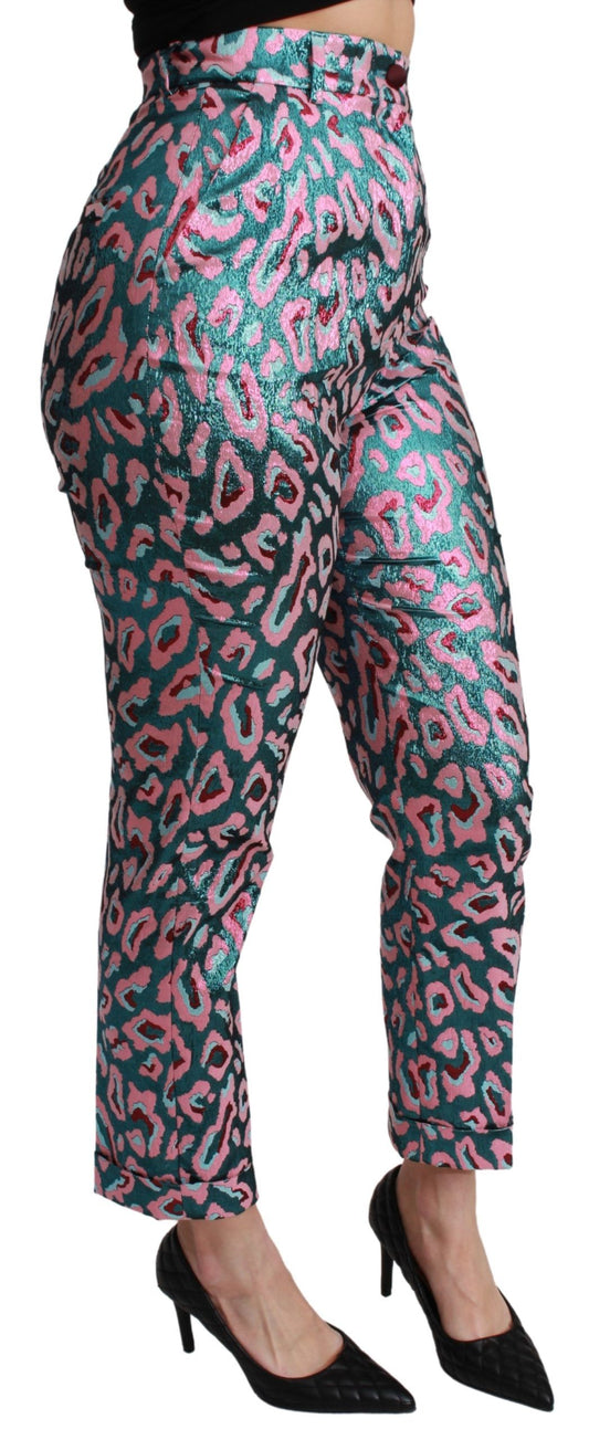 Multicolor Patterned Cropped High Waist Pants-Dolce & Gabbana-LabelTerrace.com