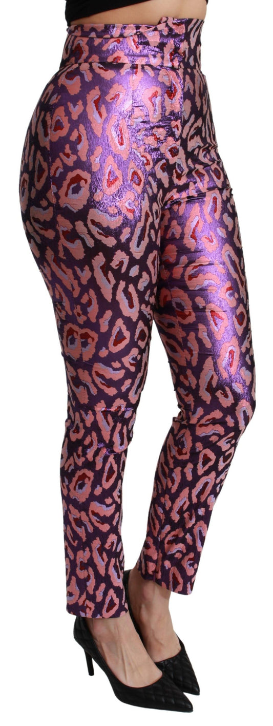 Multicolor Patterned Cropped High Waist Pants-Dolce & Gabbana-LabelTerrace.com