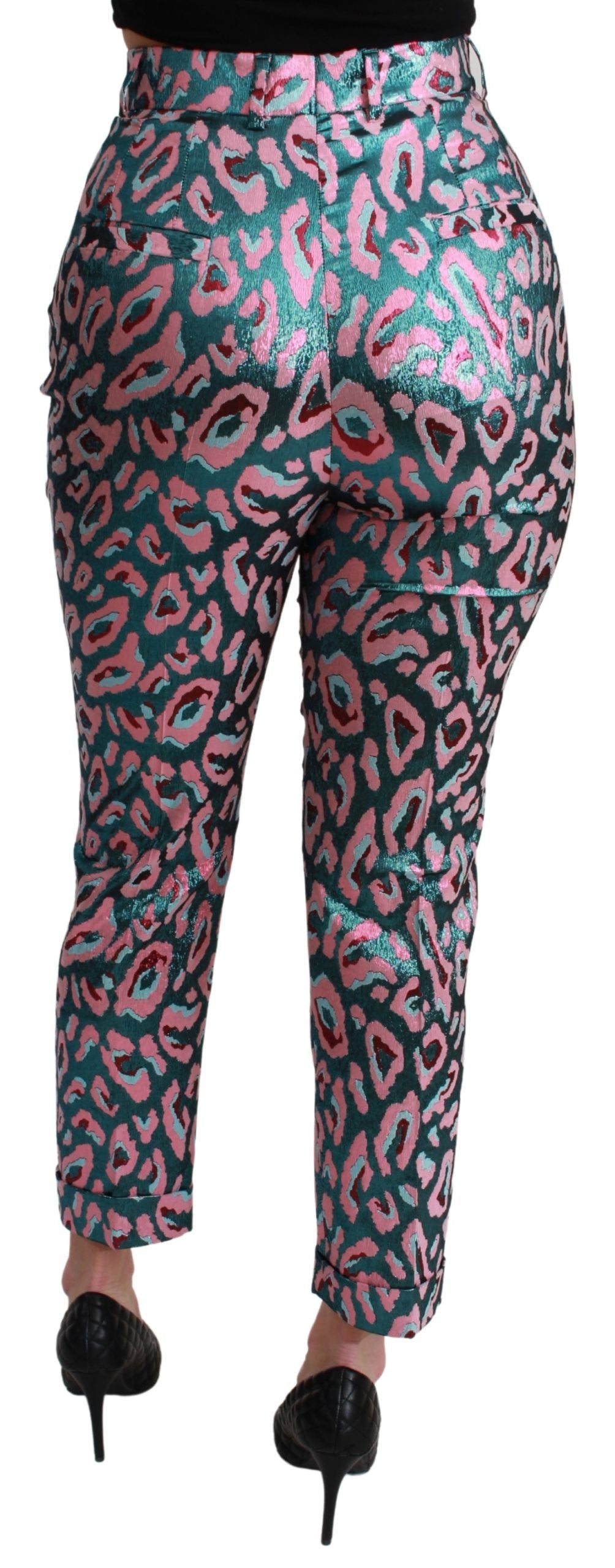 Multicolor Patterned Cropped High Waist Pants-Dolce & Gabbana-LabelTerrace.com