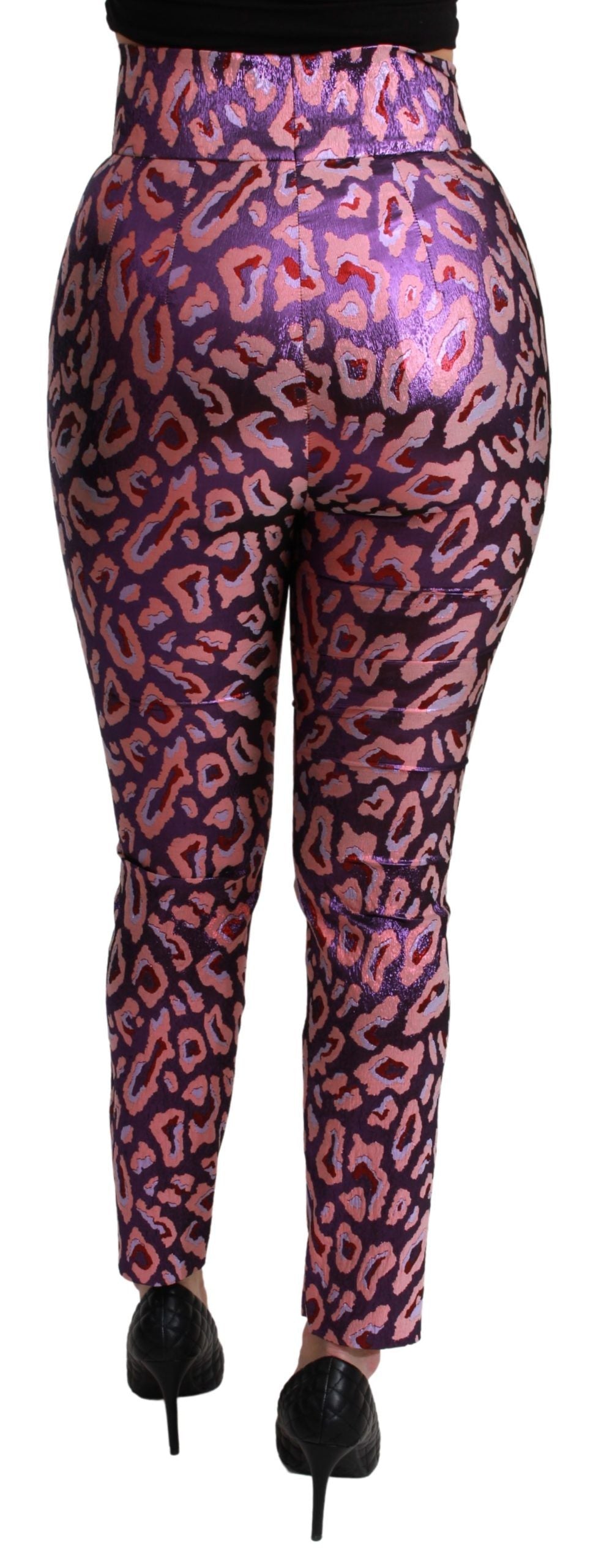 Multicolor Patterned Cropped High Waist Pants-Dolce & Gabbana-LabelTerrace.com