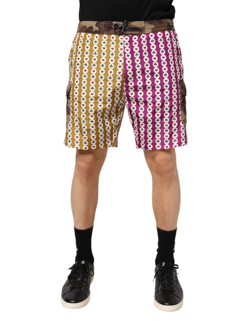 Multicolor Playing Card Camouflage Shorts Swimwear-Dolce & Gabbana-LabelTerrace.com