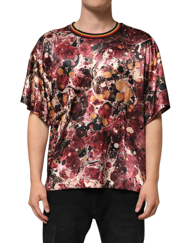 Multicolor Polyester Marble Print Oversize T-shirt-Dolce & Gabbana-LabelTerrace.com