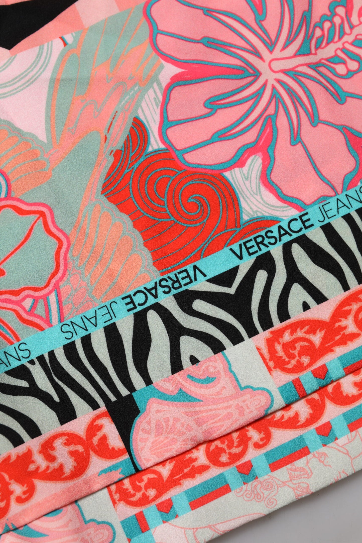 Multicolor Print Short Sleeves Women Blouse Top-Versace Jeans-LabelTerrace.com