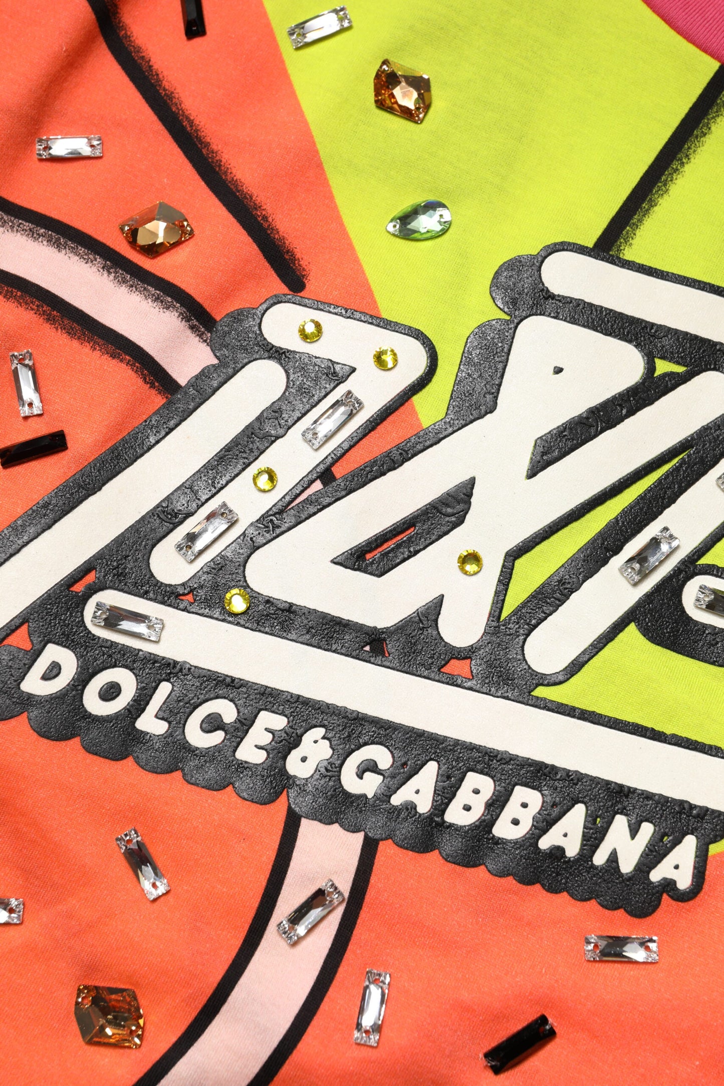 Multicolor Printed Crystal Embellishment Top-Dolce & Gabbana-LabelTerrace.com