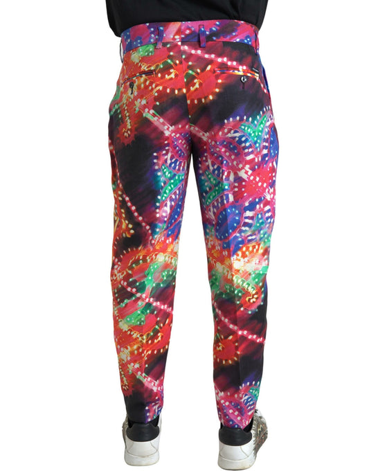 Multicolor Printed Linen Men Trouser Pants-Dolce & Gabbana-LabelTerrace.com