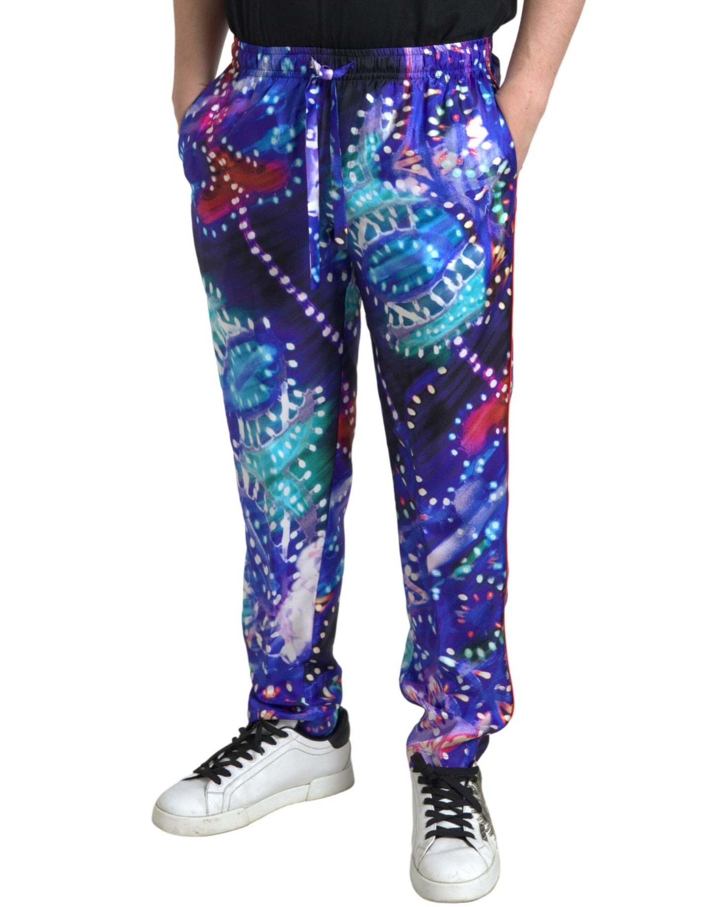Multicolor Printed Silk Men Trouser Pants-Dolce & Gabbana-LabelTerrace.com