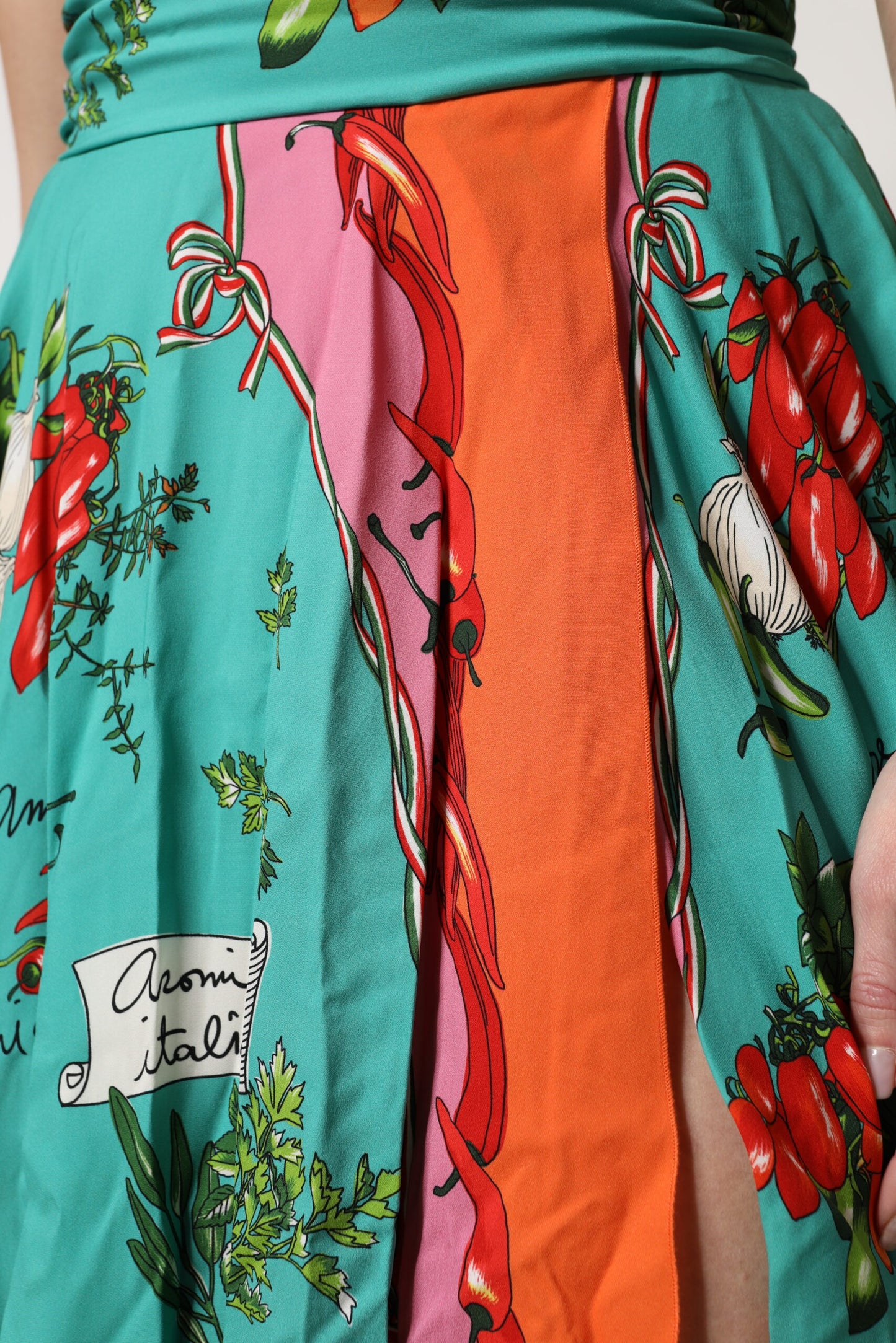 Multicolor Printed Silk Sleeveless Midi Dress-Dolce & Gabbana-LabelTerrace.com