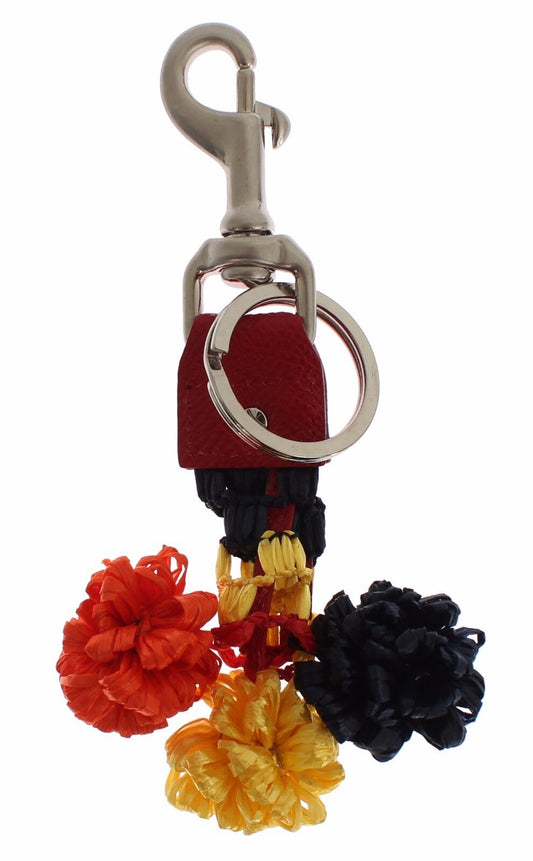 Multicolor Raffia Leather Clasp Finder Chain Keyring-Dolce & Gabbana-LabelTerrace.com