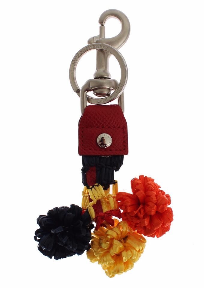 Multicolor Raffia Leather Clasp Finder Chain Keyring-Dolce & Gabbana-LabelTerrace.com