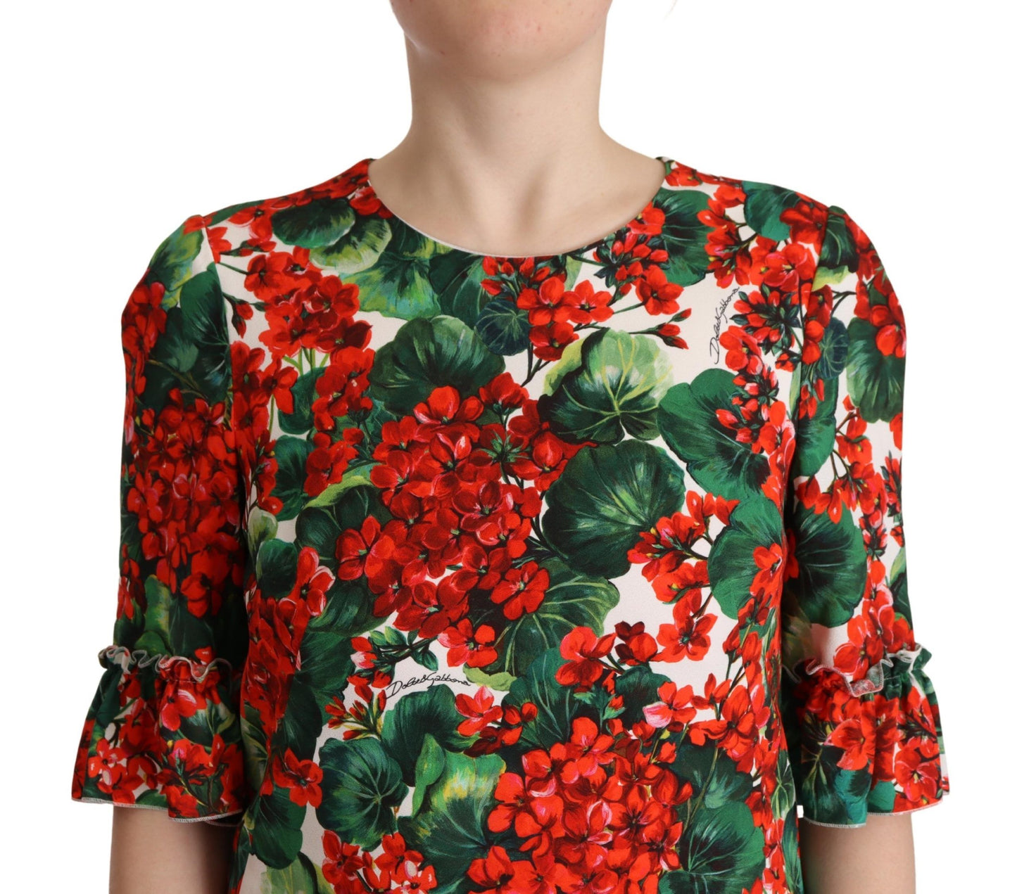 Multicolor Red Floral Shift Gown Dress-Dolce & Gabbana-LabelTerrace.com