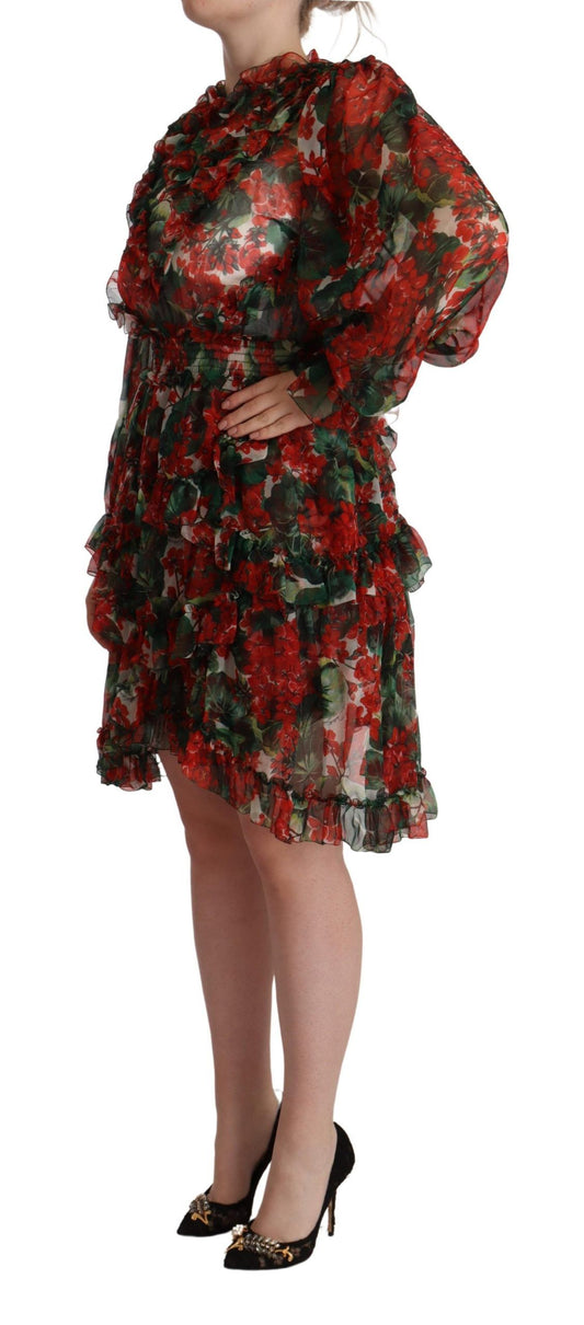 Multicolor Red Floral Silk Long Maxi Dress-Dolce & Gabbana-LabelTerrace.com