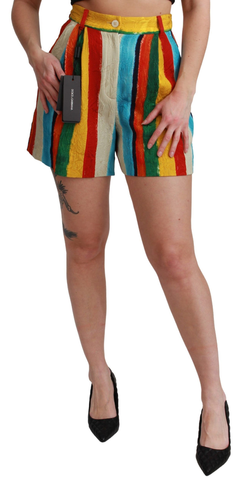 Multicolor Riga Pittorica Mini Shorts-Dolce & Gabbana-LabelTerrace.com