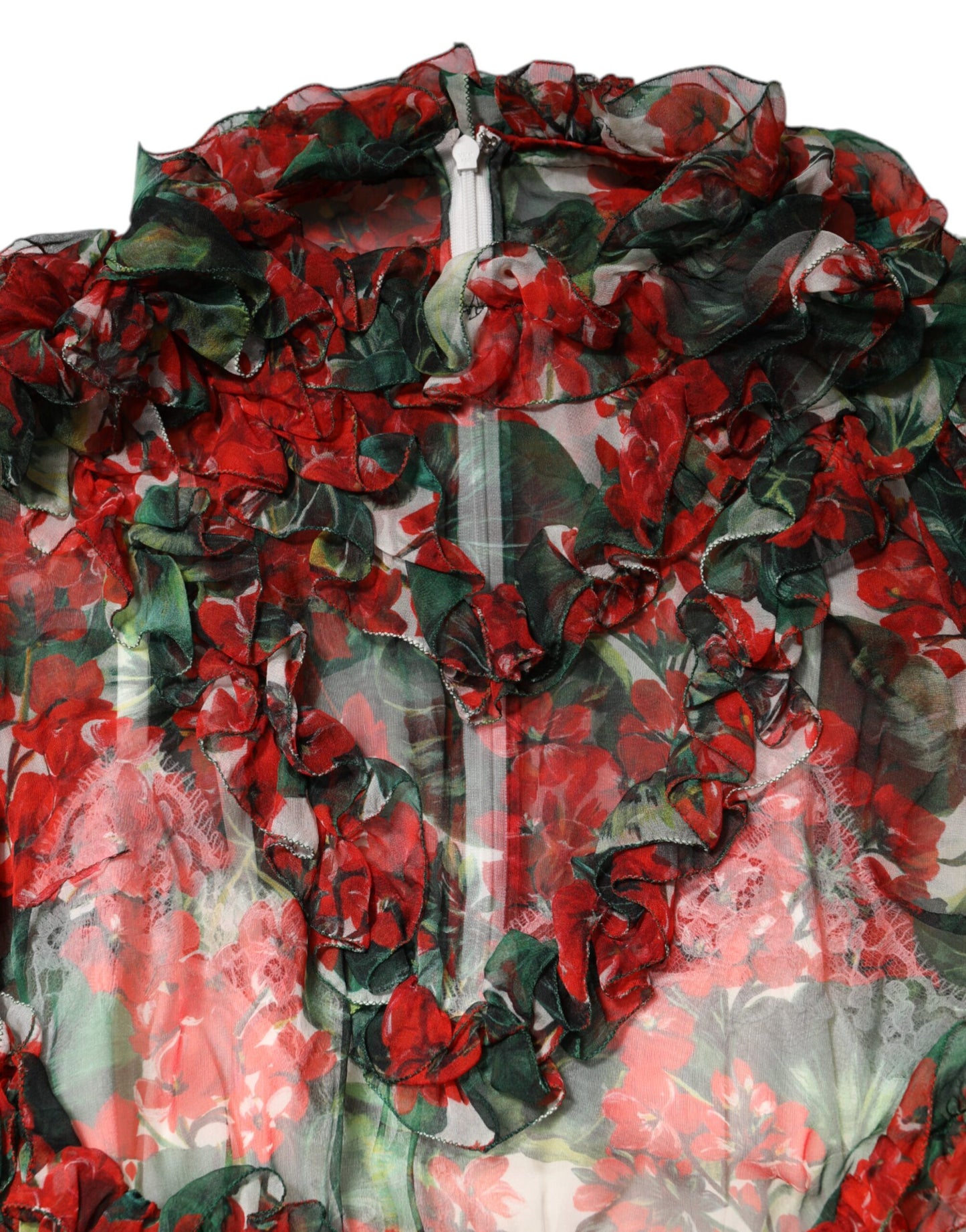 Multicolor Ruffle Floral Long Sleeves Dress-Dolce & Gabbana-LabelTerrace.com