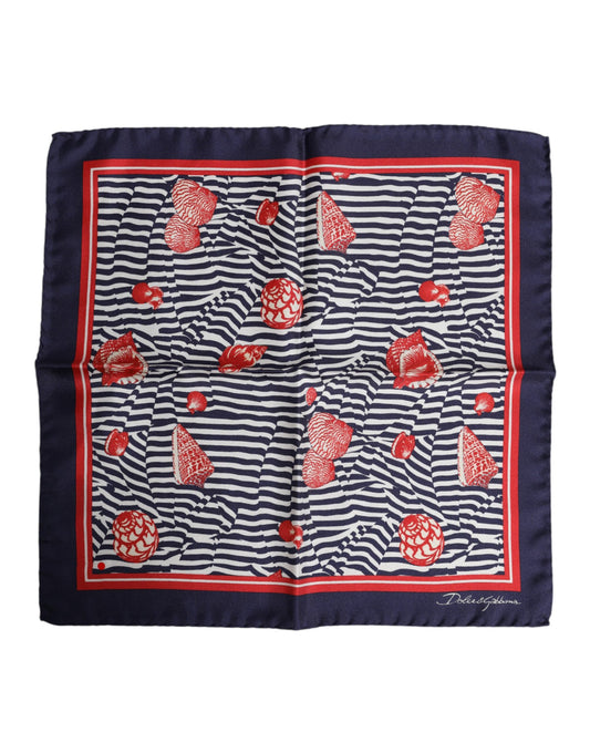 Multicolor Seashells Square Men Foulard Scarf-Dolce & Gabbana-LabelTerrace.com