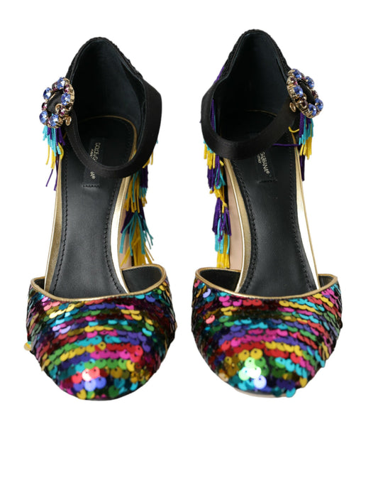 Multicolor Sequin Crystal Mary Jane Shoes-Dolce & Gabbana-LabelTerrace.com