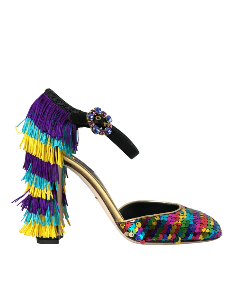 Multicolor Sequin Crystal Mary Jane Shoes-Dolce & Gabbana-LabelTerrace.com