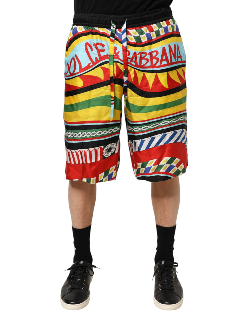 Multicolor Sicilian Carretto Shorts Swimwear-Dolce & Gabbana-LabelTerrace.com