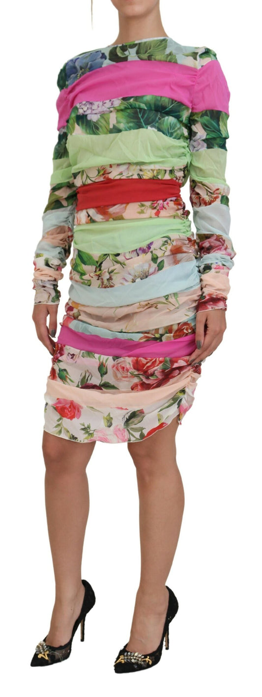 Multicolor Silk Floral Bodycon Sheath Dress-Dolce & Gabbana-LabelTerrace.com