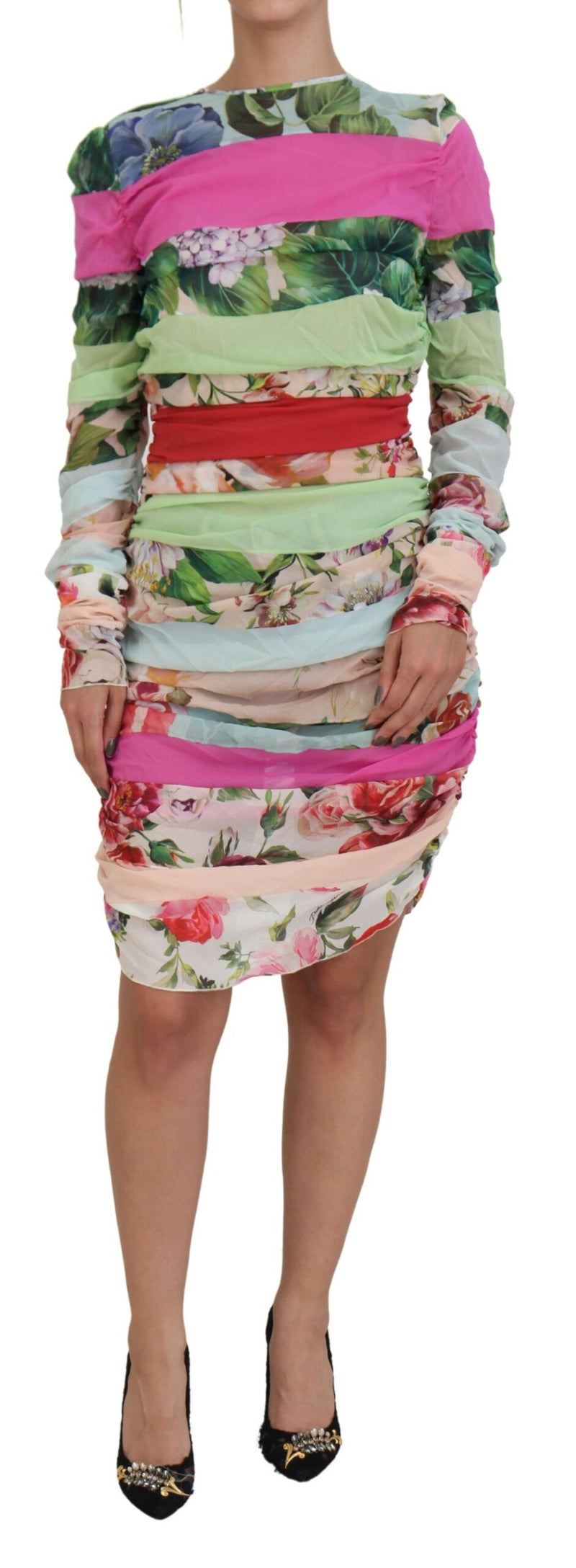 Multicolor Silk Floral Bodycon Sheath Dress-Dolce & Gabbana-LabelTerrace.com